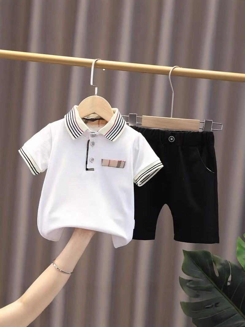 Summer clothes for boys short-sleeved sets for infants and young children Western-style split two-piece set