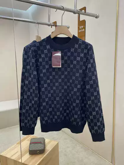 Cross-Border Original Gg Brand New Double-Sided Wool Knit Crew Neck Sweater Men's Sweater Warm Luxury Brand
