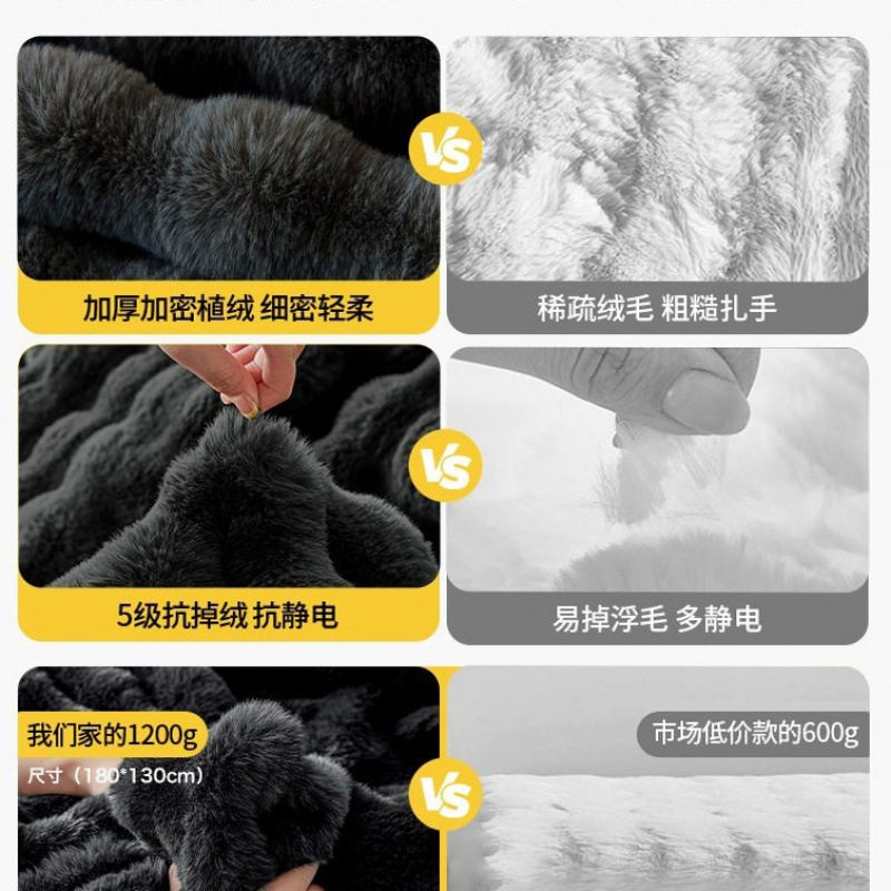 2025 Autumn and Winter New Rabbit Velvet Sofa Cover Cloth Thickened Stuffed Blanket Full Cover Cover Sofa Cushion