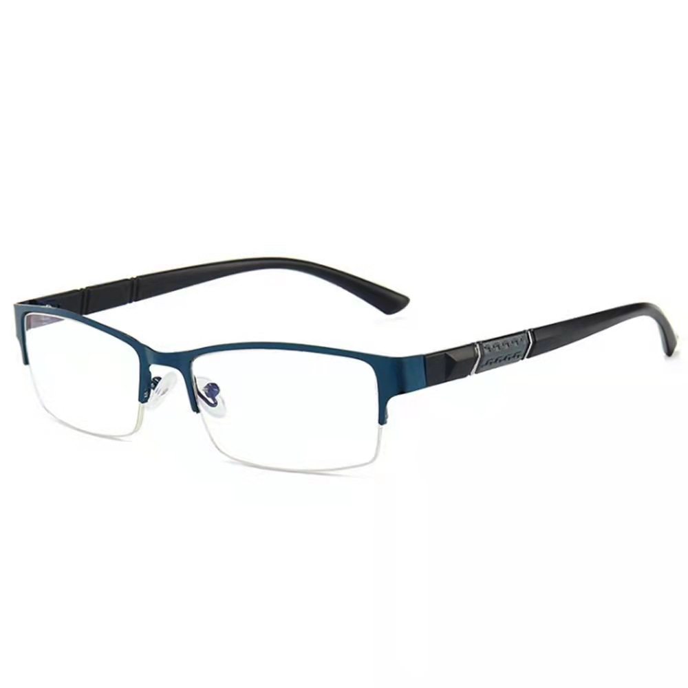 Trendy Square Frame Anti-Blue Light Flat Mirror Half-Frame Men's Business Glasses Frame Can Be Equipped with Myopia Flat Mirror Wholesale