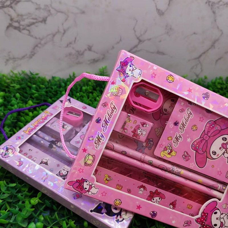 Cartoon Stationery Set, High-Looking Kuromi Pencil Stationery Box, Gift Box, Student Learning Stationery, Children's Day Gift