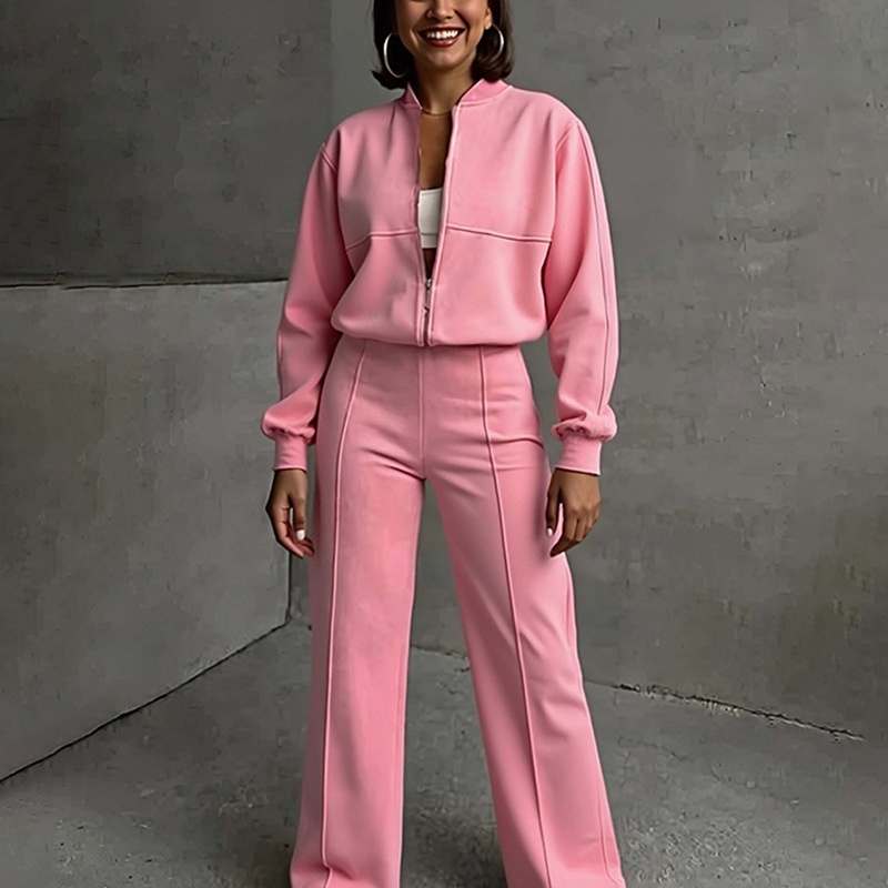 2025欧美女装套装时尚纯色休闲宽松街头运动卫衣套装女两件套661