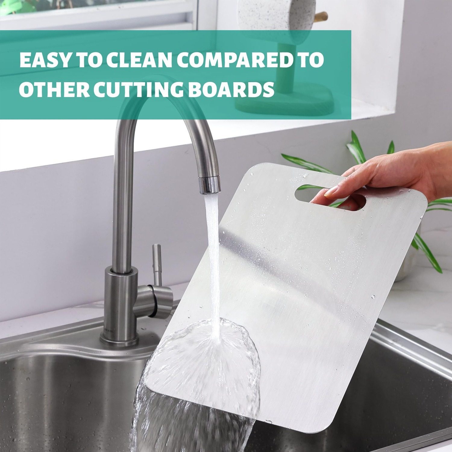 Cross-Border Popular Thickened Pure Titanium Cutting Board Antibacterial and Mildew-Proof Household Double-Sided Stainless Steel Fruit Cutting Board Pure Titanium