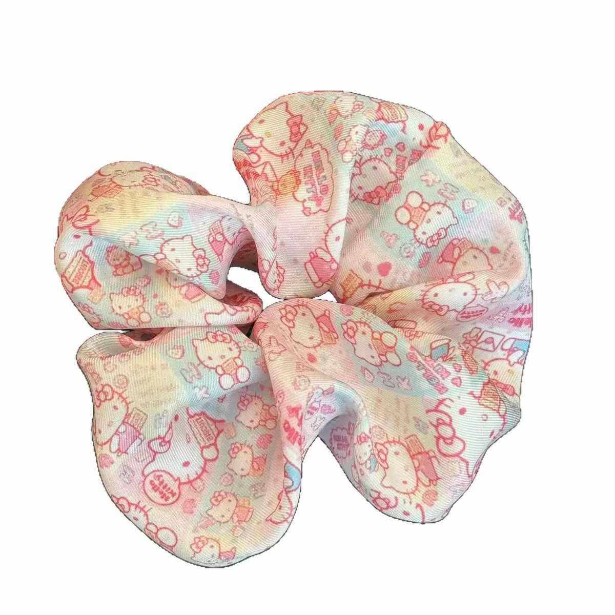 Cartoon Kitty Scrunchie Sweet Princess Style Girl Hair Tie Fashion Popular Bun Hair Ring Hair Accessory