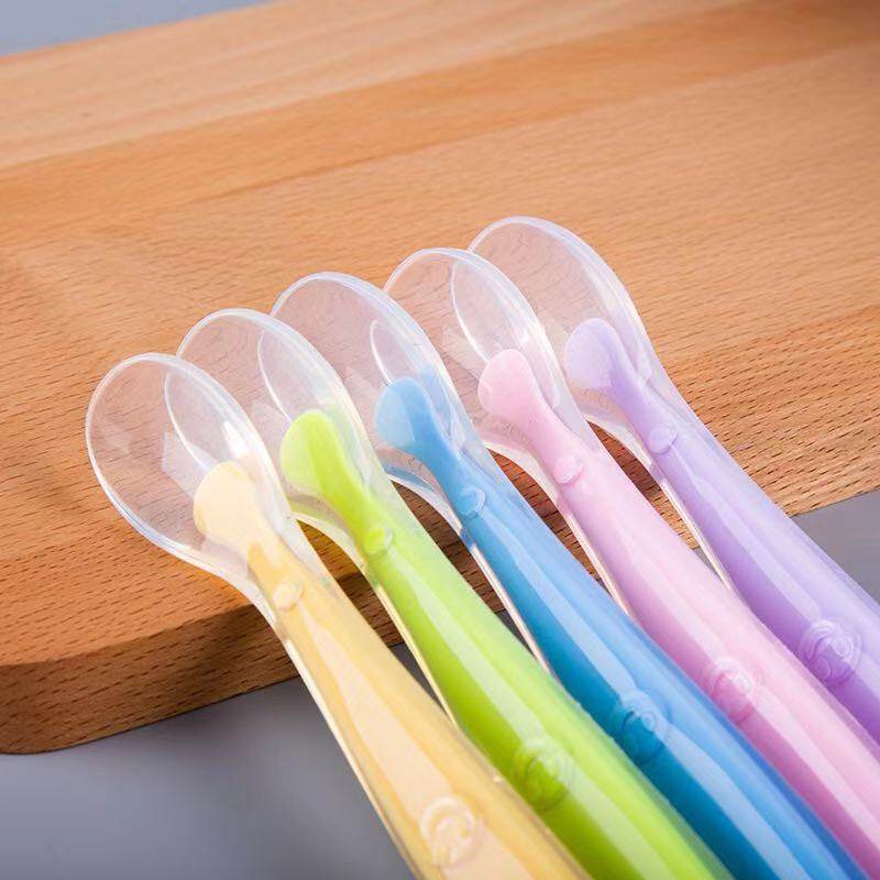 Baby Silicone Spoon Silicone Spoon Newborn Soft Head Spoon Baby Silicone Spoon Complementary Feeding Spoon with Storage Box