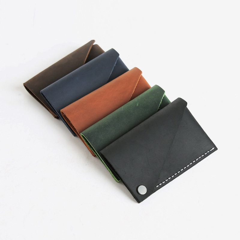 Men's Personalized First-Layer Cowhide Card Bag, Simple Genuine Leather Card Holder, Retro Bank Card Bag, Two-In-One Storage Bag