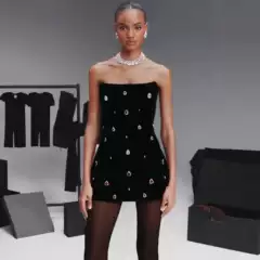 European and American Fishbone Tight-Fitting A-Line Bandage Dress Handmade High-End Multicolored Glass Rhinestone Party Dress Promdress