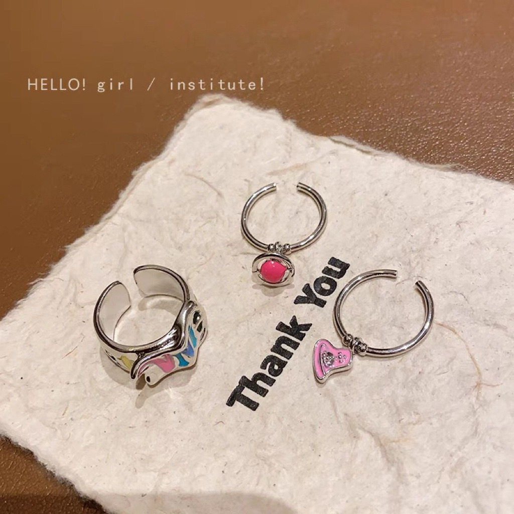 Summer graffiti! Color Letter Love Ring Women's Niche Design Opening Finger Ring Unique Ring
