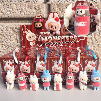 Bubble Mart Labubu Blind Box 24-Piece Figurine Pendant Blind Box Machine Gift Pendant Flocking Keychain Flocking Blind Box