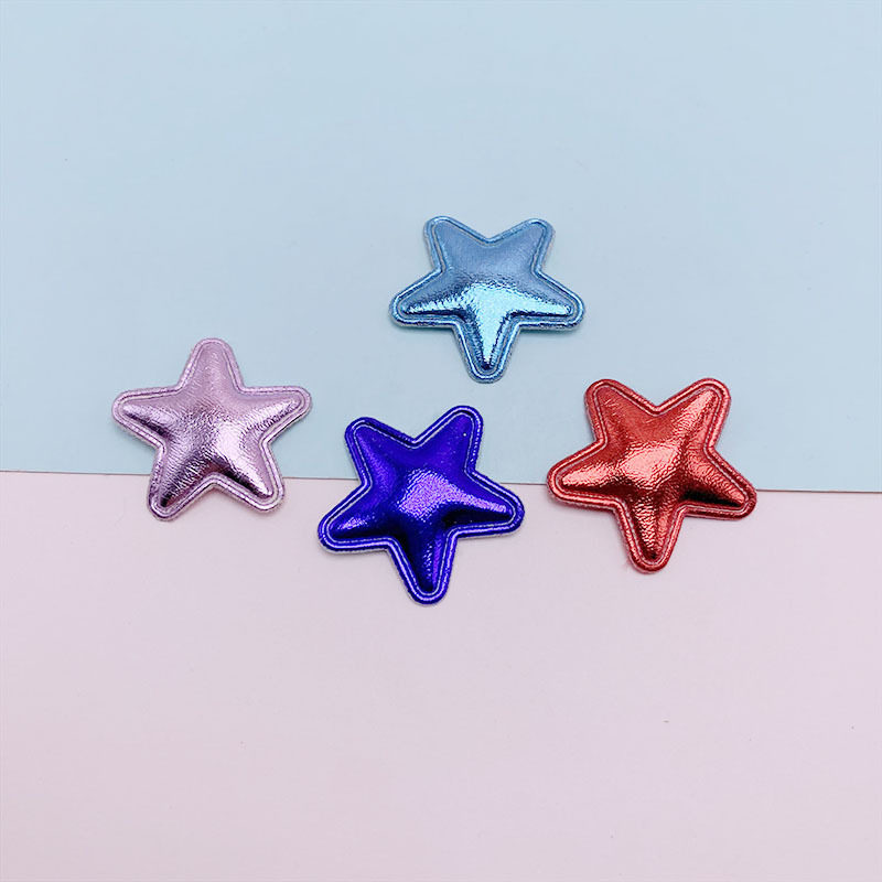 diy饰品配件布艺2.5厘米PU五角星儿童发夹头饰包包文具装饰辅料星