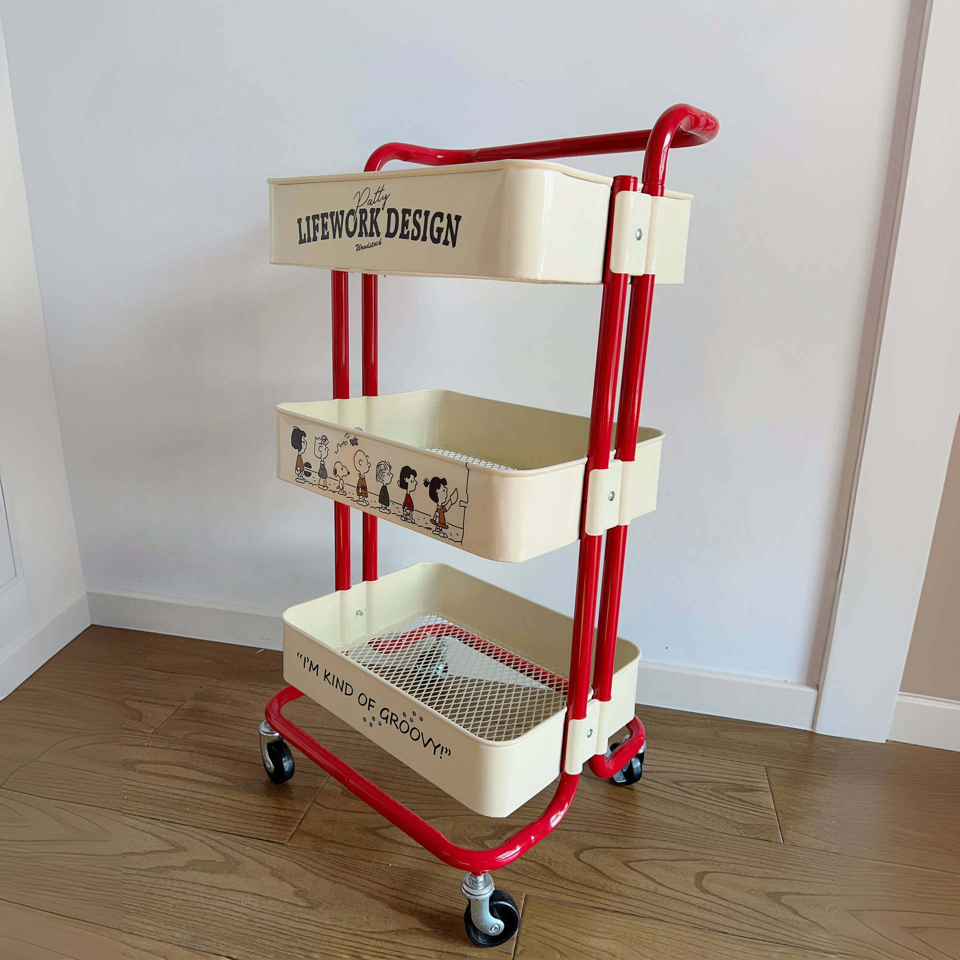 Internet-famous Small Cart Storage Rack Household Pulley Kitchen Storage Rack Snacks Living Room Storage Rack Bathroom Bookshelf