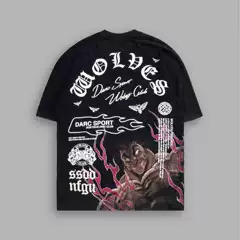 Wolf Head Fan Mayong Jiro Fitness High-end Pure Cotton Heavy Sweat Absorbing Breathable Soft Waxy Cotton Men's and Women's Short Sleeve Hair