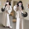 Maternity Suit Autumn and Winter Fashion Suit Trendy Mom Style Knitted Suspender Jacket Dress Maternity Two-Piece Suit