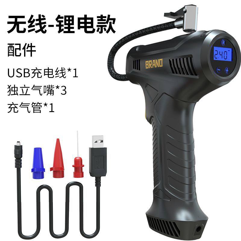 New Car Handheld Wireless Air Pump Intelligent Digital Display Outdoor Emergency Warning Light Air Pump Cross-Border Wholesale