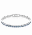 Hidden clasp, diamond-accented white gold and blue diamond bracelet