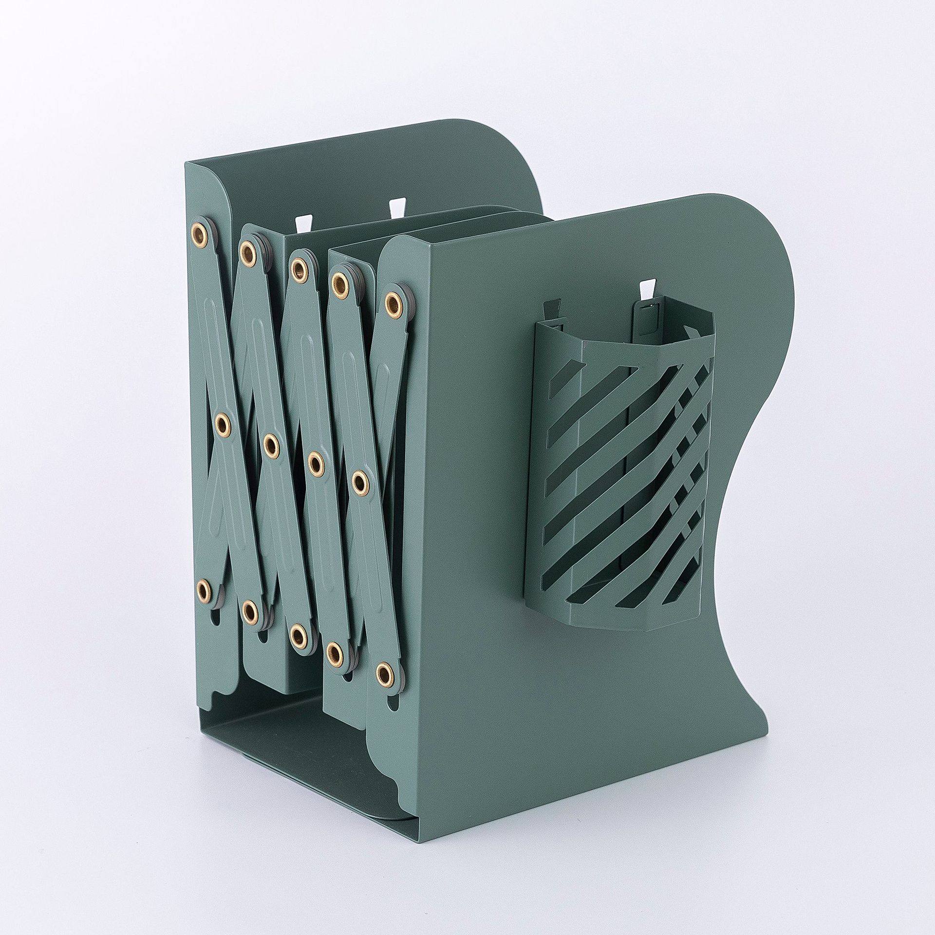Mingqiang Morandi Color Creative Telescopic Folding Bookstand Metal Bookshelf Office Cartoon Student Storage Stationery