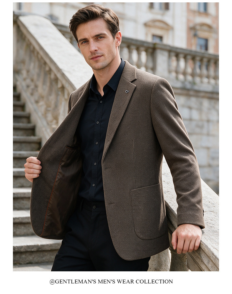 Áo blazer nam vải nhung tăm dáng ôm phong cách công sở — Xanh tím than, Màu nâu cà phê, Tím đậm
