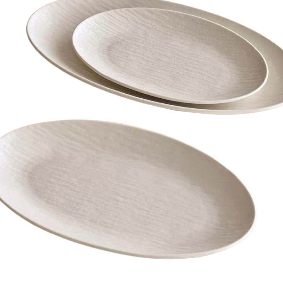 Creative Ceramic Oval Fish Plate Household Steamed Fish Plate Light Luxury Dish Plate Commercial Tableware New Style