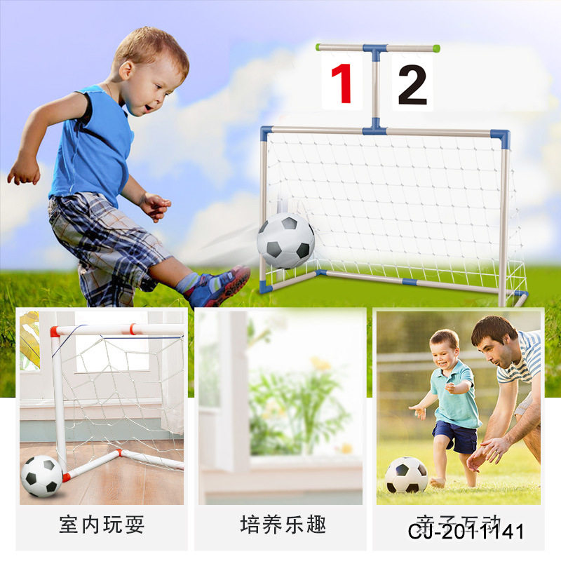 Cross-border Amazon Kidsren's Movable Football Frame Goal Frame Toy Double Door Football Goal with Ball Sports Toy