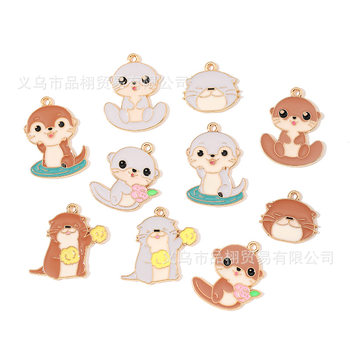 Oil Dripping Cute Otter Series Cross-Border DIY Alloy Jewelry Accessories Keychain Pendant Handmade Materials
