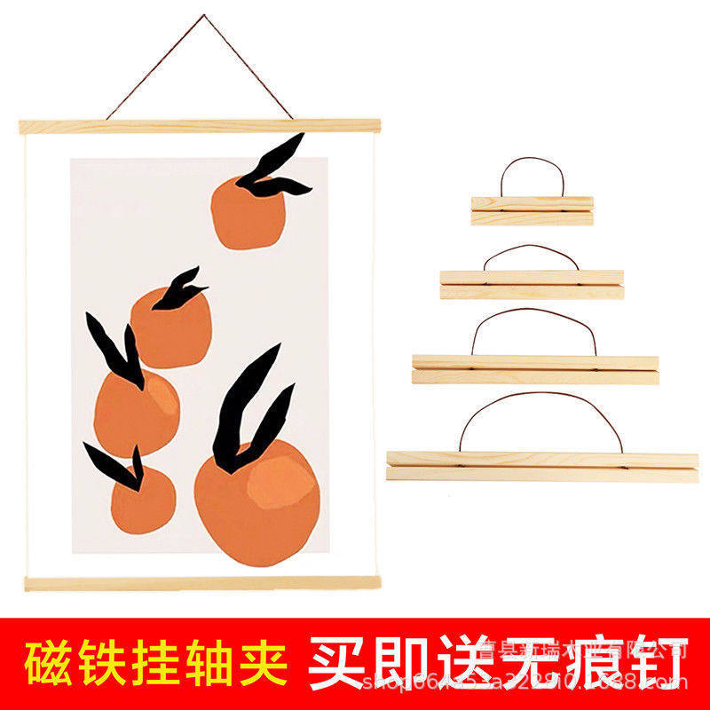 Factory supply solid wood poster clip hanging picture clip INS Nordic style painting core magnet canvas photo frame