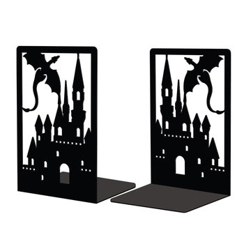 Cross-Border Fourth Wing Fourth Wing Dragon Bookend Castle Metal Hollow Bookend Desktop Storage