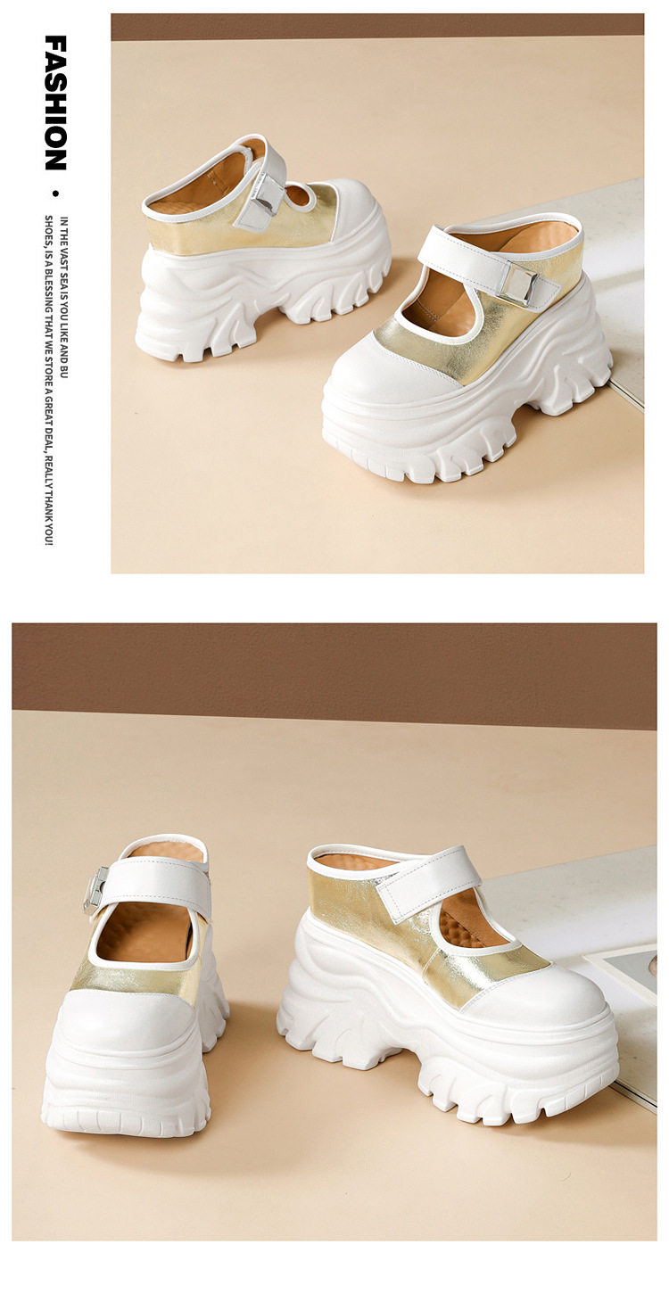 Sandal cao gót nữ hở mũi, đế xuồng 12 cm, quai bọc mũi, phối màu, phong cách dạo phố — [Đen], [Trắng], [Vàng nhạt] chi tiết 4