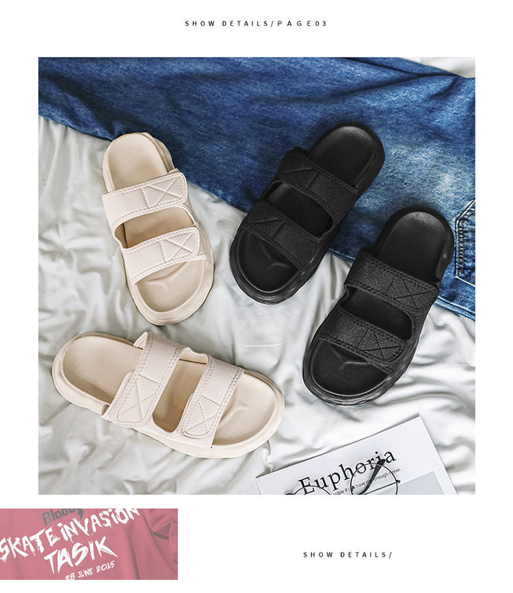 Outwear Men's Simple Comfortable Men's Solid Color Sandals and Slippers Summer Home Bedroom Internet-popular Creative Double Belt Soft Bottom 18 undefined