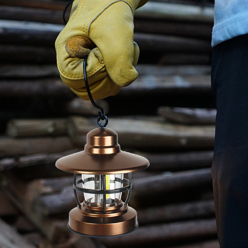 Outdoor retro lamp cob tent lamp hook chandelier LED high endurance camping lamp emergency portable lamp garden lamp