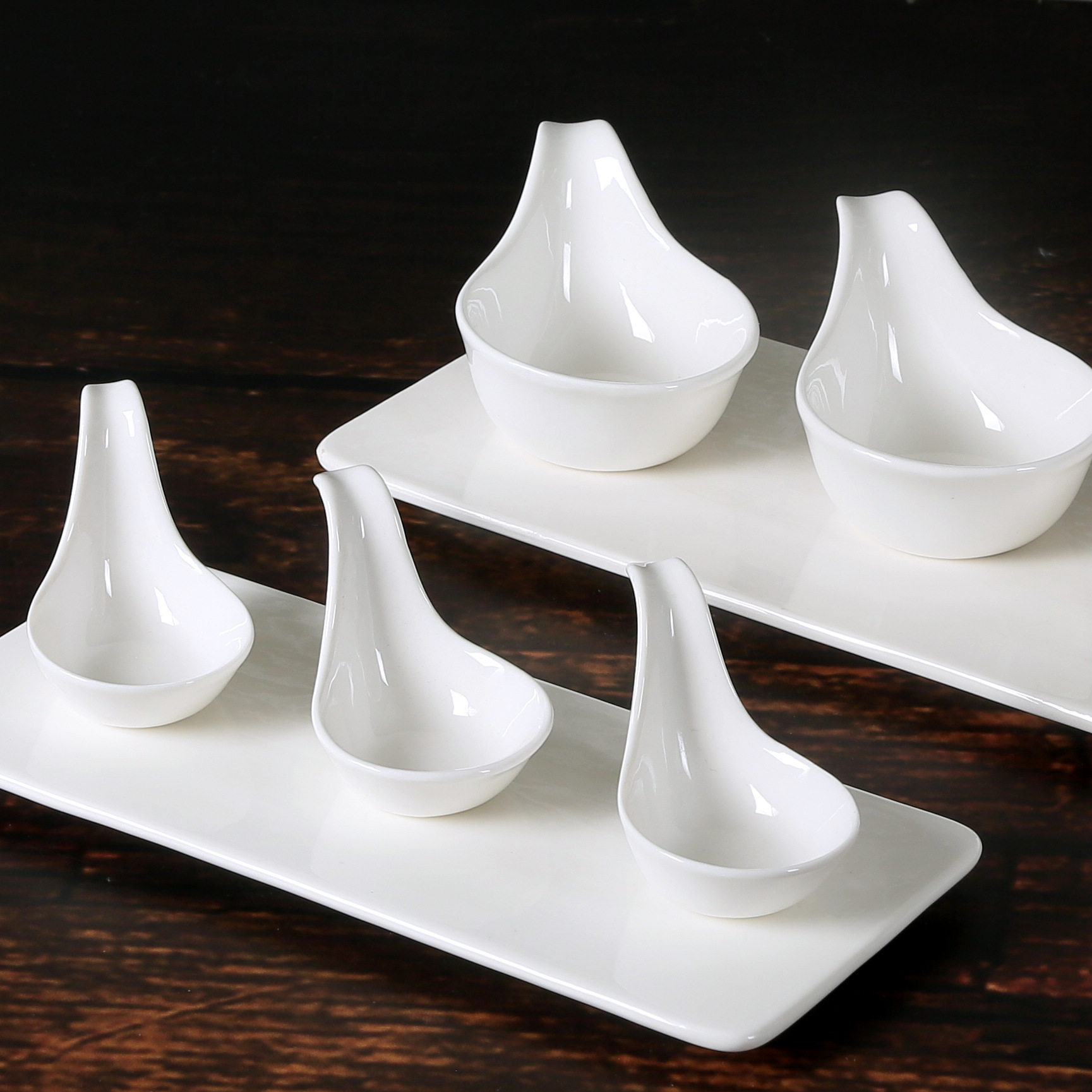 White Ceramic Caviar Spoon, Condiment Dish, Western-Style Dessert Dish, Sauce Spoon, Hotel Restaurant Sauce Dish, Tableware for Home Use