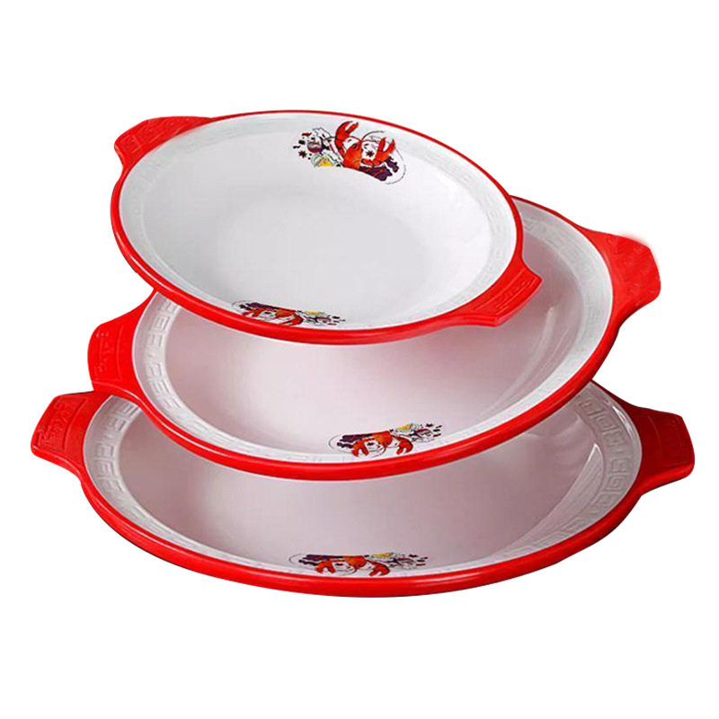 [Thickened Crayfish Plate] Milamine Binaural Lobster Plate Barbecue Restaurant Restaurant Commercial Dry Pot Seafood Imitation Porcelain Plate