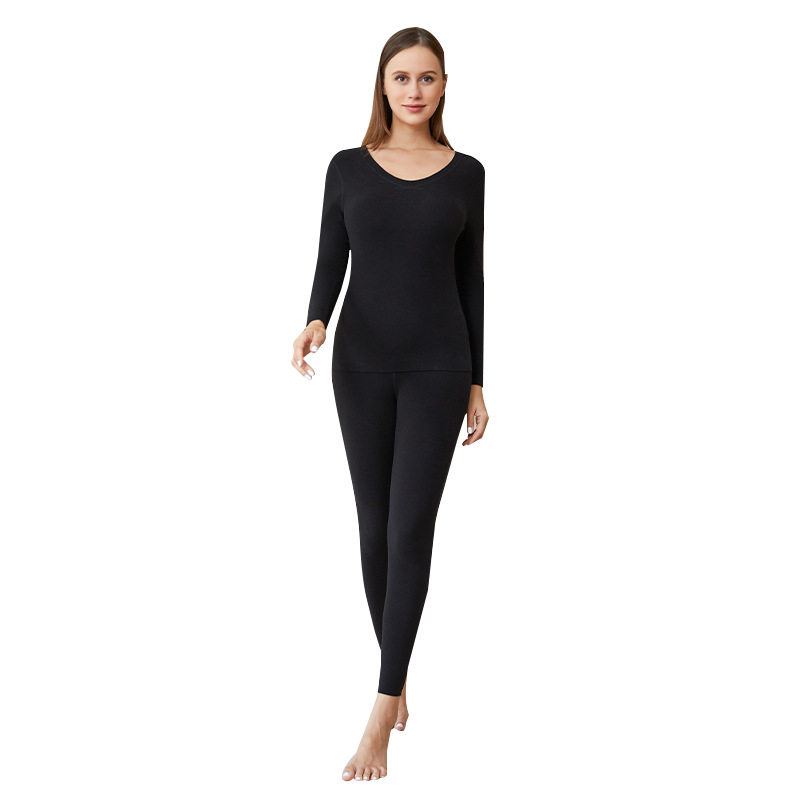Women's velvet thermal underwear set seamless women's velvet self-heating autumn pants antibacterial leggings wholesale