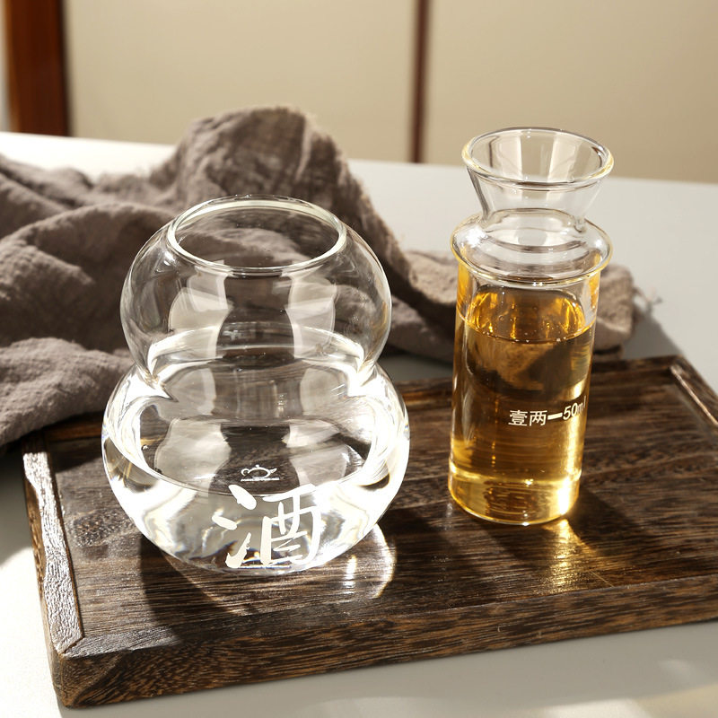 Mingshangde glass wine separator hot wine pot household Chinese wine warmer wine set yellow wine liquor wine cup set