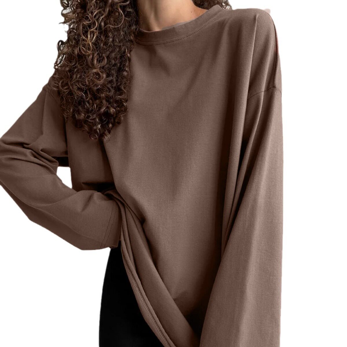 Womens Loose Fit Long Sleeve T Shirt 100 Cotton Distressed Design Casual Style Perfect for Spring and Autumn