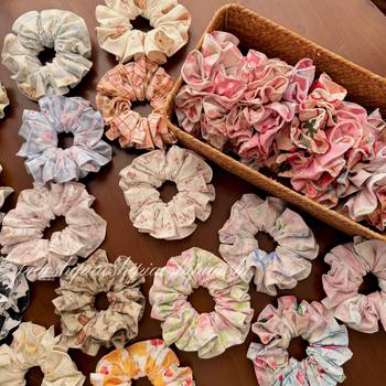 Korean-Style Floral Cartoon Pleated Fabric Versatile Scrunchie Bun Ponytail Hair Tie Hair Accessory