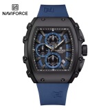 Часы NAVIFORCE, мужские кварцевые часы с винной бочкой, трехглазые шестиконтактные люминесцентные водонепроницаемые спортивные часы, мужские