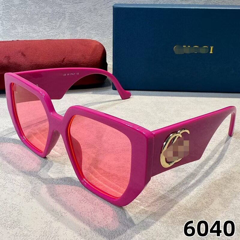 G Brand Unisex Large Frame Temple Sunglasses European and American Style Ins Fashion Acetate Sunglasses 6040