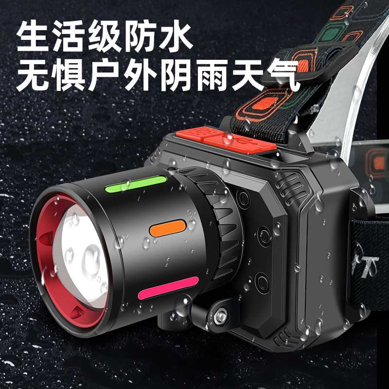 Cross-Border New Head-Mounted Strong Light Headlight Charging Induction Laser Ultra-Bright Flashlight Night Fishing Outdoor Lighting