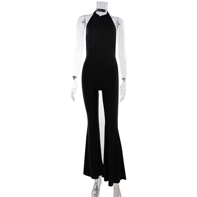 Elegant Solid Color Backless Halter Maxi Dress Slim Fit Chic Design Perfect for Red Carpet Events Wholesale Available