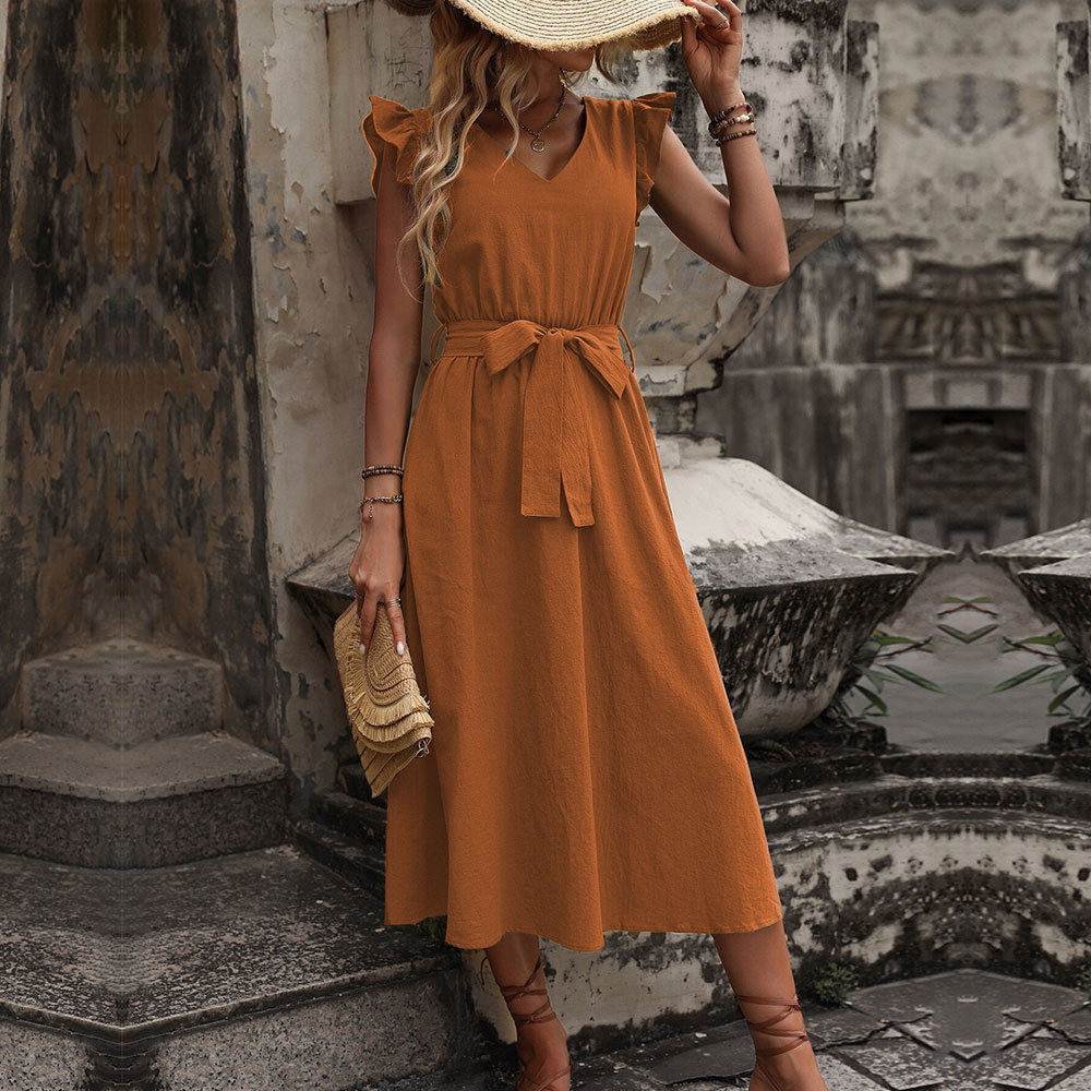 Womens Bohemian Maxi Dress Sexy Backless Waist Cinching Flowy Design Perfect for Vacations and Summer Events