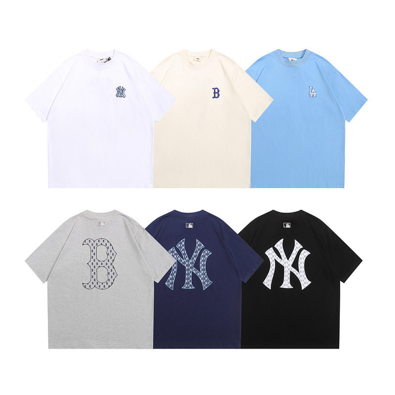 High Version Mlb2024 New Ny Presbyopia Series Large Logo Casual Sports Loose Short-Sleeved T-Shirt for Men and Women Couples