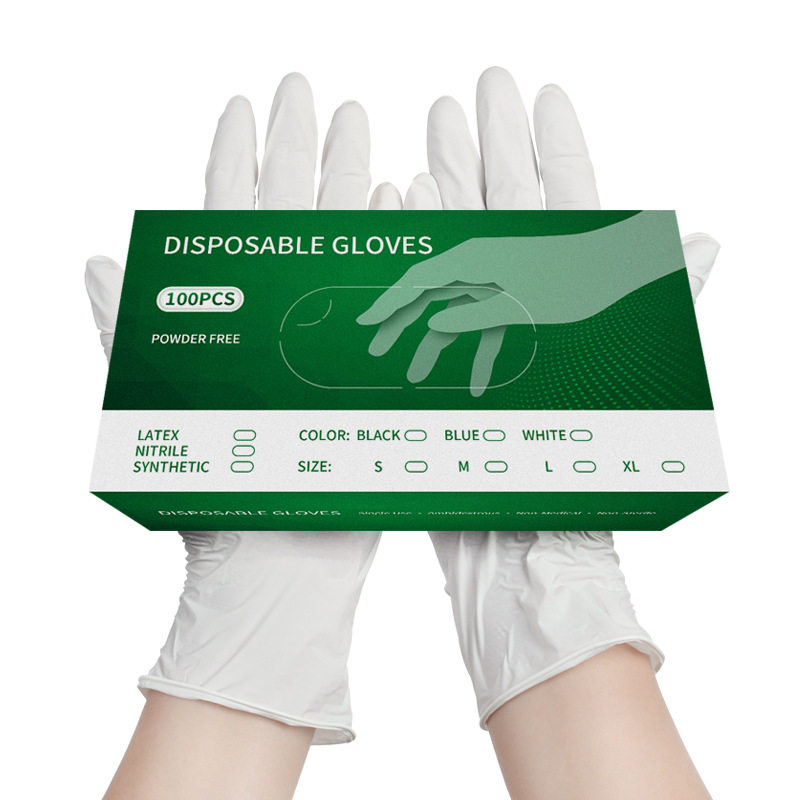 Disposable composite nitrile gloves white high elastic rubber PVC food grade synthetic nitrile gloves factory wholesale