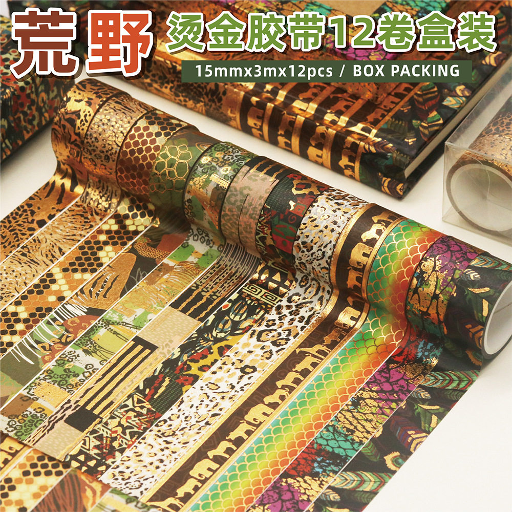 Foreign Trade Supply Animal Foil Washi Tape Wild Animal DIY Planner Decorative Tape Cross-Border Stickers
