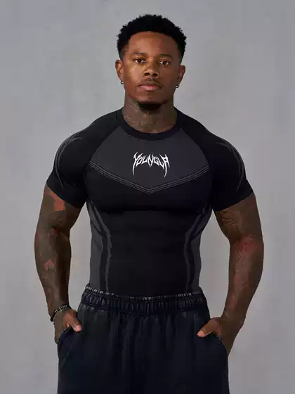 Youngla American-Style Summer New Men's Tight-Fitting T-Shirt Jogger Sports Fitness Running Training Quick-Drying Short-Sleeved Shirt