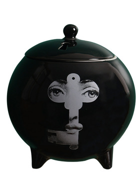 无火香薰专用空藤条干花扩香容器摆放陶瓷黑色人脸香氛扩香器