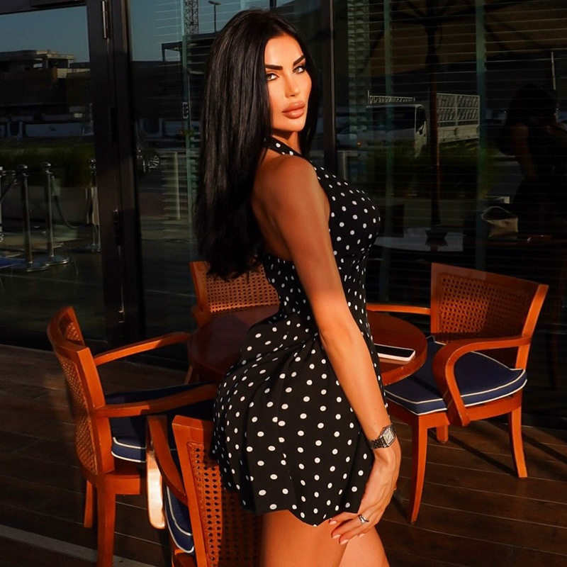 A Line Dress Slimming Floral Print Deep V Neck Casual Halter Waist Defined Perfect for Summer Outings Wholesale