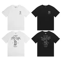 High version.MLB college style printing spring and summer men and women couples new round neck with comfortable short-sleeved T-shirt