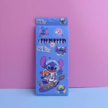 12 Pencils with Eraser Caps, Lilo & Stitch and Spider-Man Pencils, Pencils for Elementary School Students, Children's Pencils, Hb Cross-Border Stationery