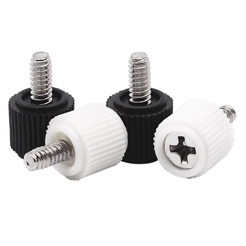 Computer case screw rubber head Phillips hand screw black inch tooth handle screw 6#-32 side plate screw