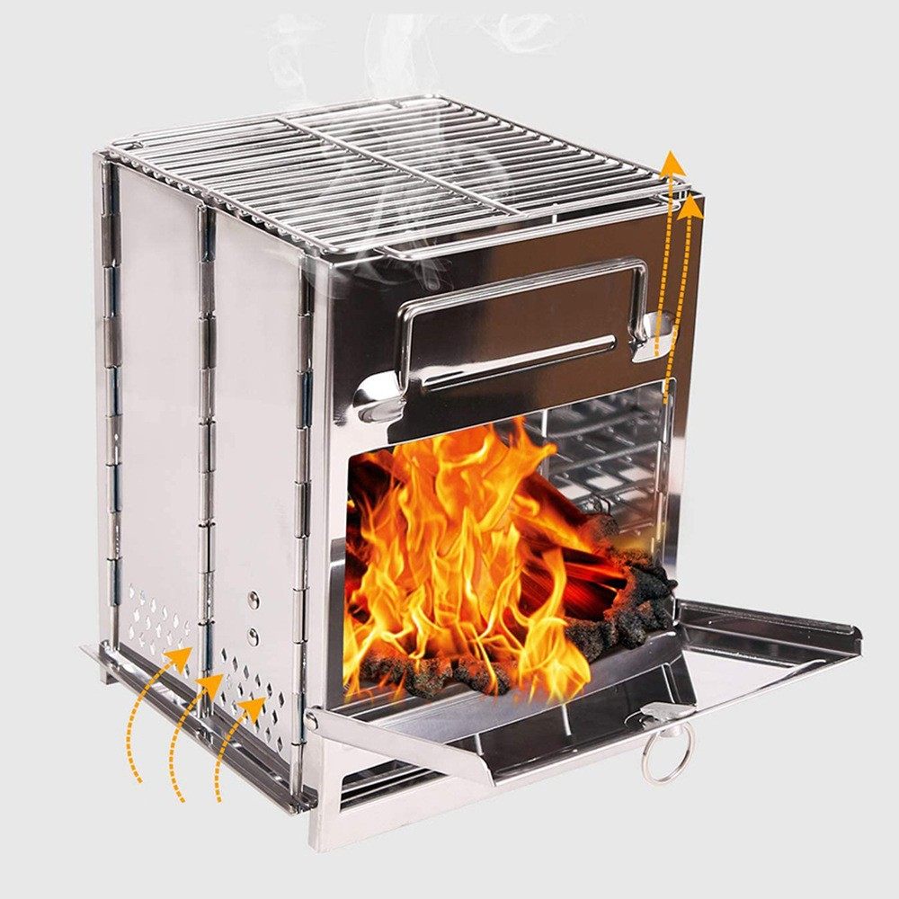 Convenient Stainless Steel Foldableing Portable Barbecue Grill Square Bbq Grill Large and Small Outdoor Camping Wood Stove